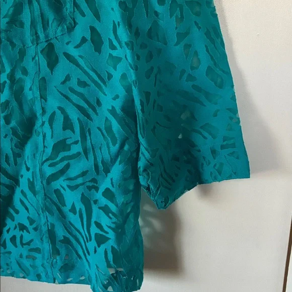 White Stag Vibrant Teal Button-Down 3/4 sleeve Casula Top Sz XL - Picture 6 of 6
